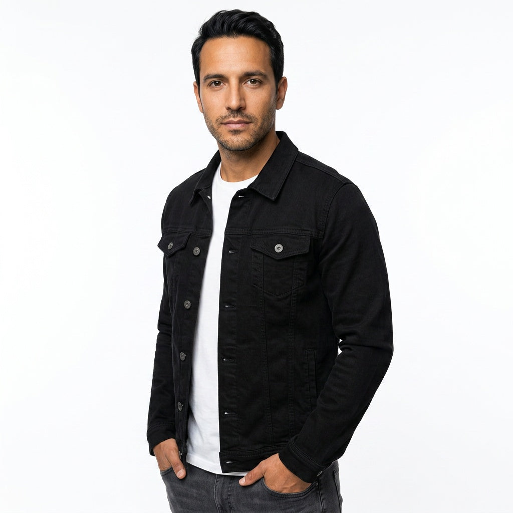 Adriano | Giacca Casual Uomo Denim Collo Classico Tasche