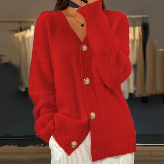 Alessia | Cardigan Donna in Cachemire Scollo V Bottoni Maglione