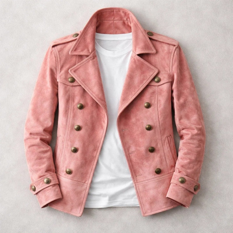 Dario | Caban Uomo in Suede Doppiopetto Collo a Revers