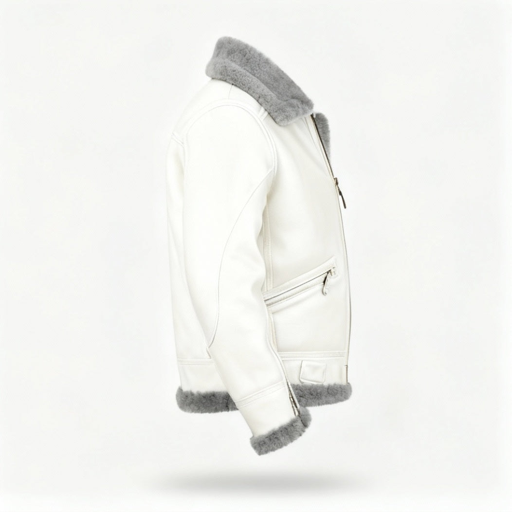 Fabio | Giacca Pelle Uomo Montone Aviatore Fodera Shearling