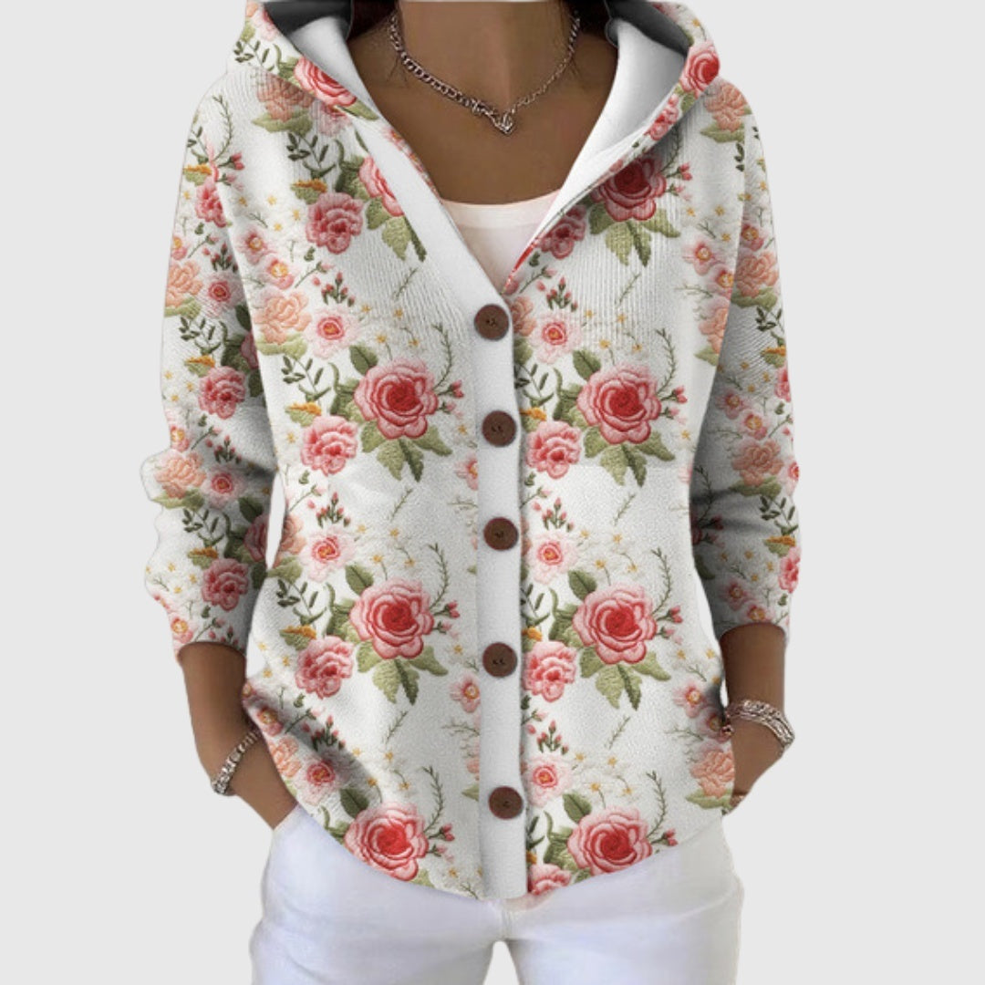 Ludovica | Cardigan Lungo Donna a Righe con Bottoni Scollatura V