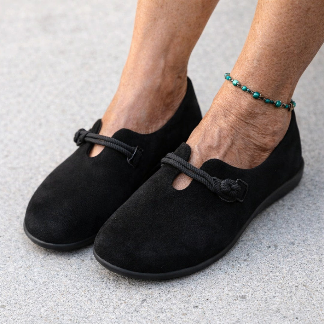 Perla | Scarpe Mary Jane Donna Ballerine Scamosciate Fiocco
