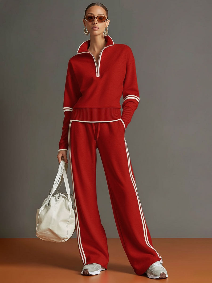 Rebecca | Tuta Sportiva Donna Pantaloni a Zampa Zip Mezza Coulisse