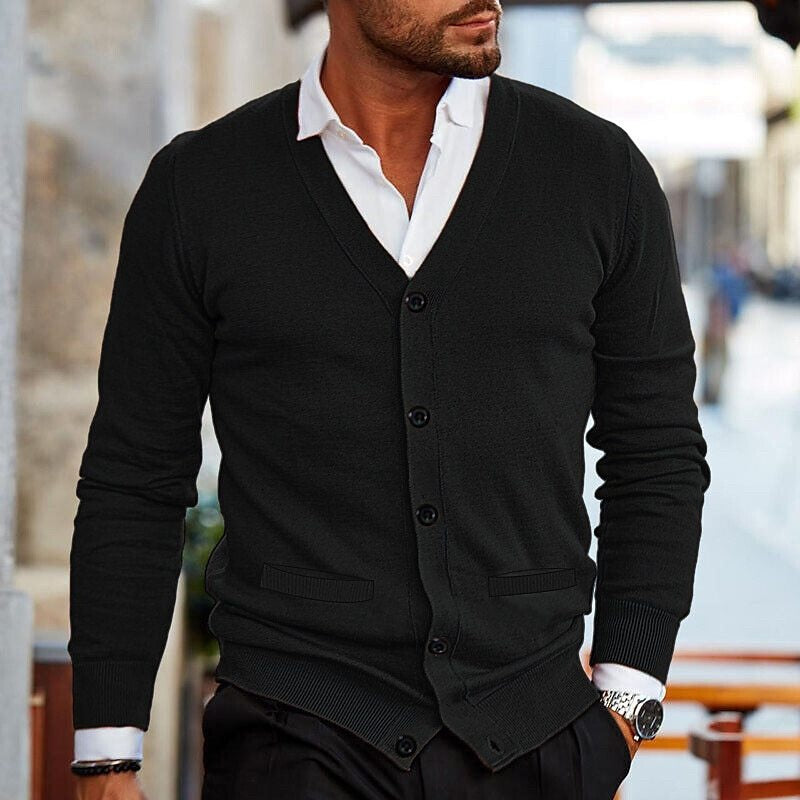 Tommaso | Cardigan Uomo Collo a V Bottoni Maglia Maniche Lunghe