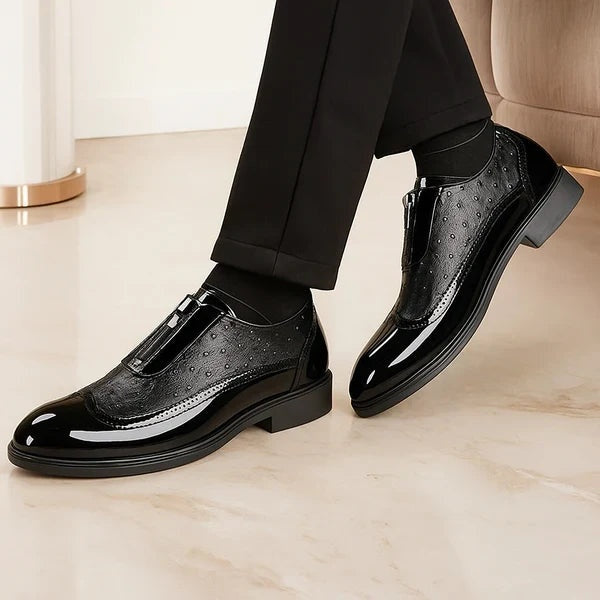Vittorio | Oxford in Pelle di Struzzo Uomo Cerniera Laterale
