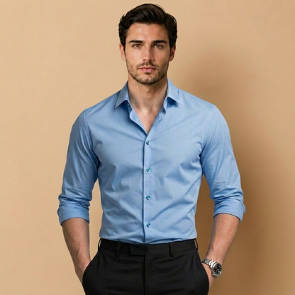 Camicia da Uomo Slim Fit con Linea Sartoriale e Maniche Lunghe