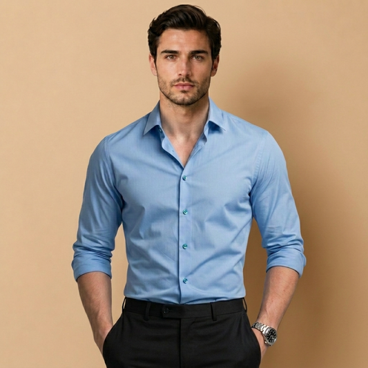 Camicia da Uomo Slim Fit con Linea Sartoriale e Maniche Lunghe