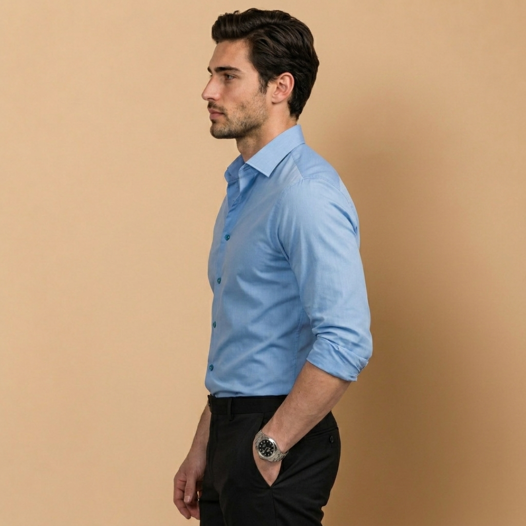 Camicia da Uomo Slim Fit con Linea Sartoriale e Maniche Lunghe