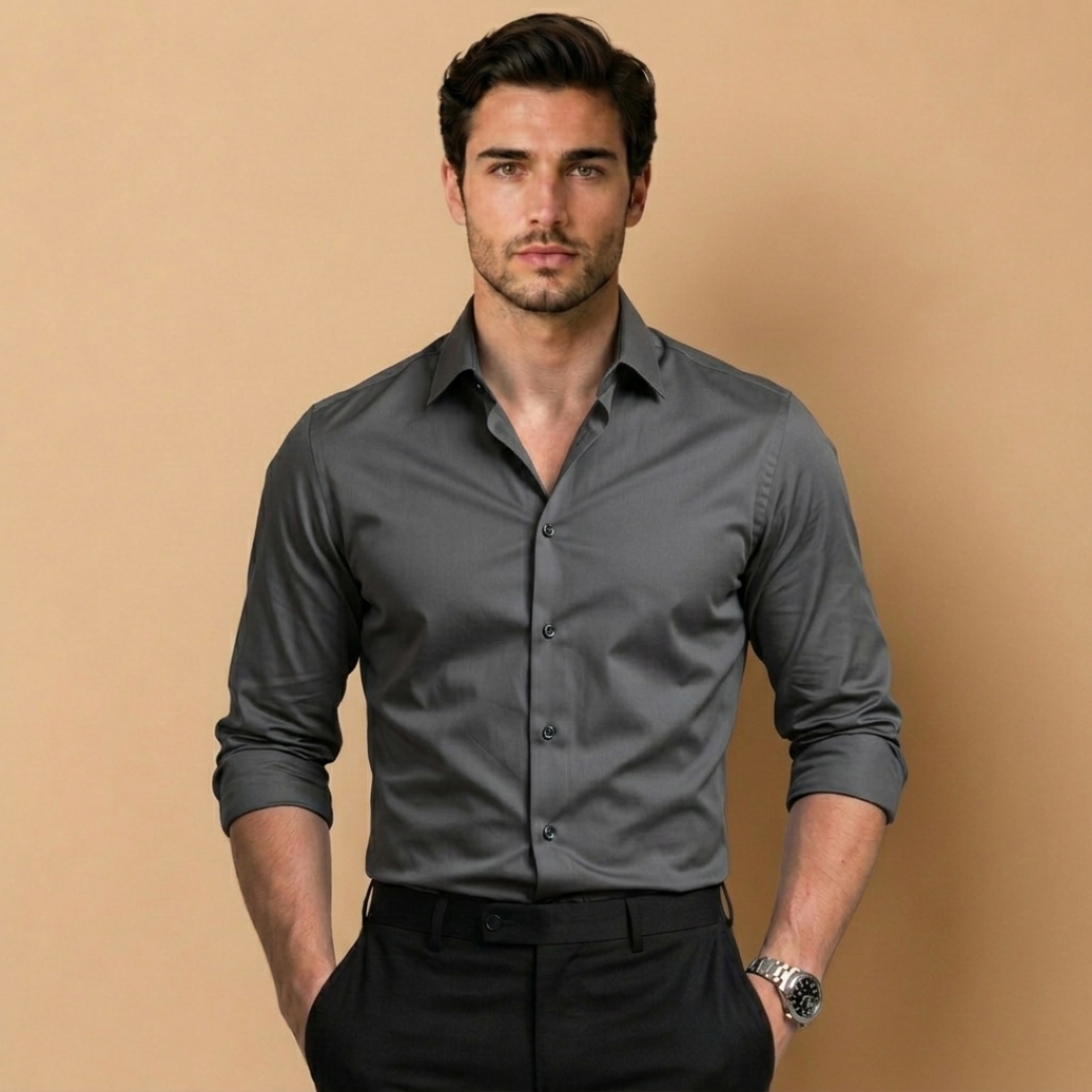 Camicia da Uomo Slim Fit con Linea Sartoriale e Maniche Lunghe