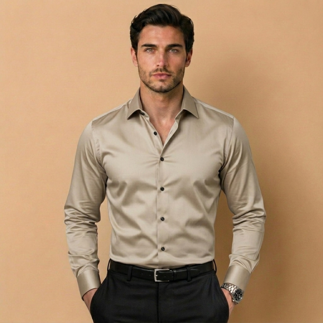 Camicia da Uomo Slim Fit con Linea Sartoriale e Maniche Lunghe