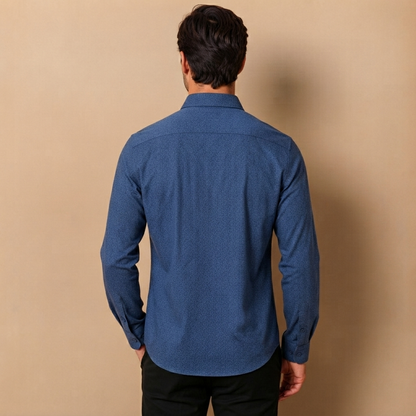 Camicia da Uomo a Maniche Lunghe con Colletto Aperto e Chiusura a Bottoni