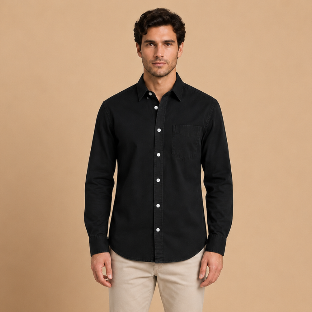 Camicia da Uomo con Colletto a Punta e Taglio Rilassato