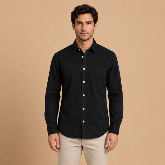 Camicia da Uomo con Colletto a Punta e Taglio Rilassato