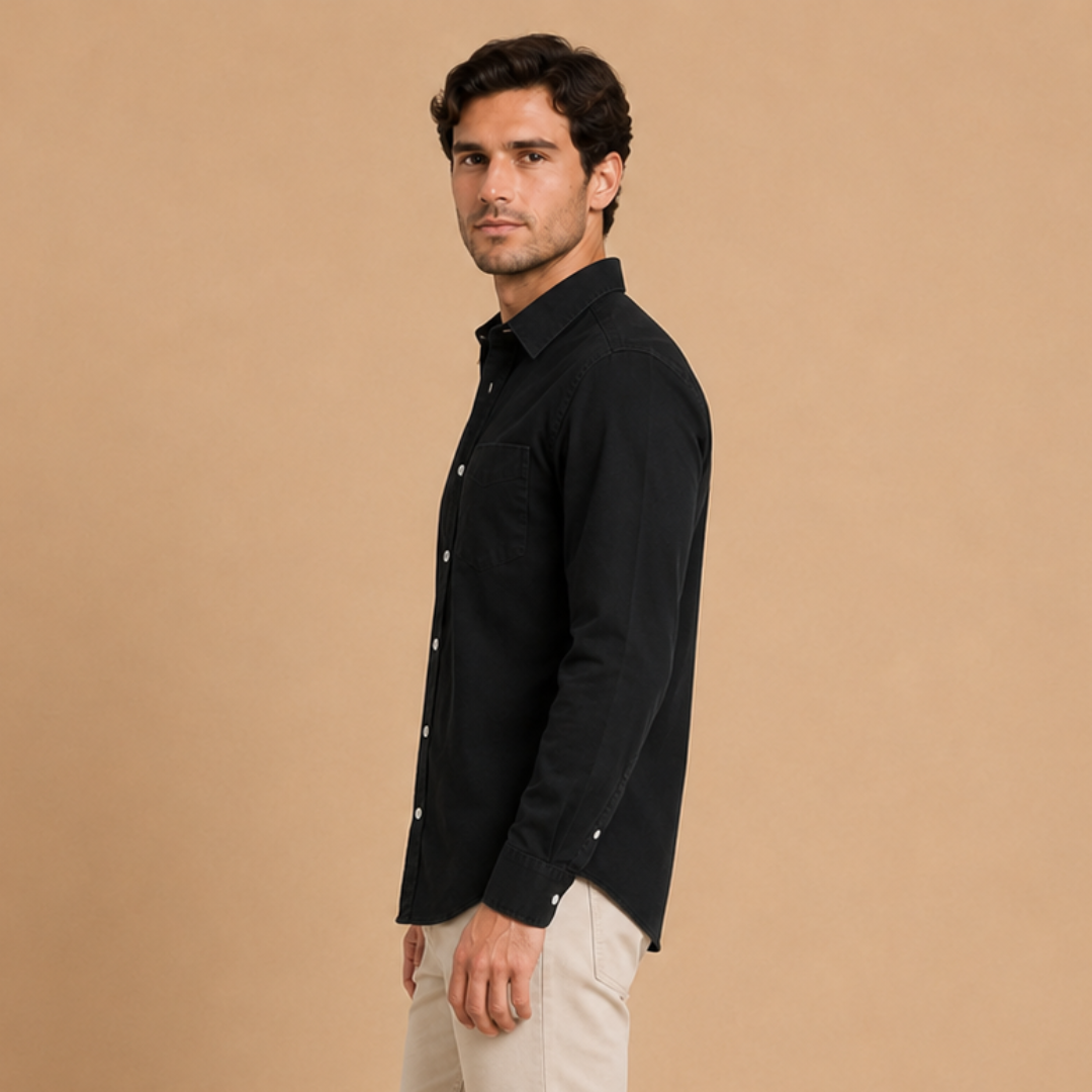 Camicia da Uomo con Colletto a Punta e Taglio Rilassato