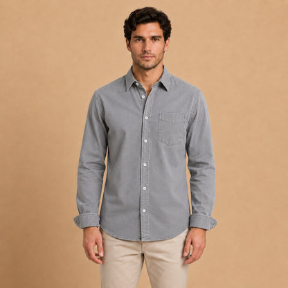 Camicia da Uomo con Colletto a Punta e Taglio Rilassato