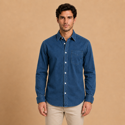 Camicia da Uomo con Colletto a Punta e Taglio Rilassato