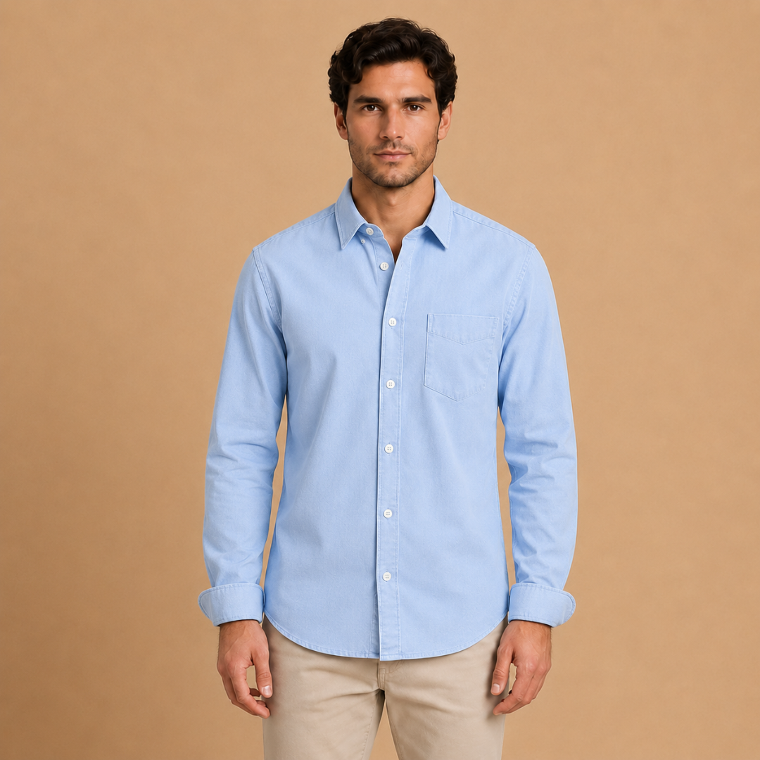 Camicia da Uomo con Colletto a Punta e Taglio Rilassato