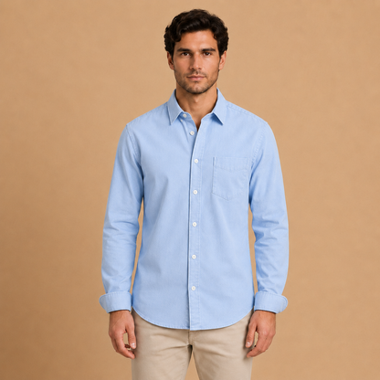 Camicia da Uomo con Colletto a Punta e Taglio Rilassato