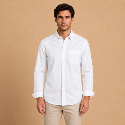 Camicia da Uomo con Colletto a Punta e Taglio Rilassato