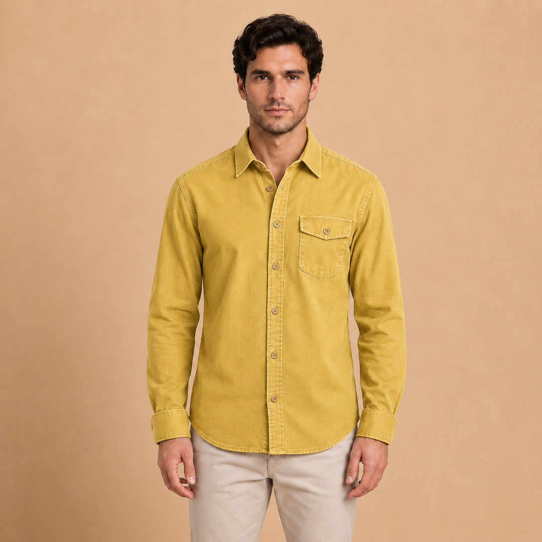 Camicia da Uomo con Colletto a Punta e Taglio Rilassato