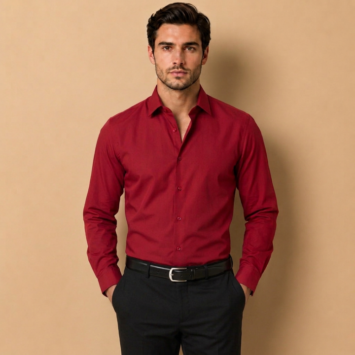 Camicia da Uomo Slim Fit con Linea Sartoriale e Maniche Lunghe
