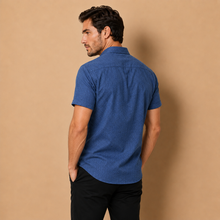 Camicia da Uomo a Maniche Lunghe con Colletto Aperto e Chiusura a Bottoni