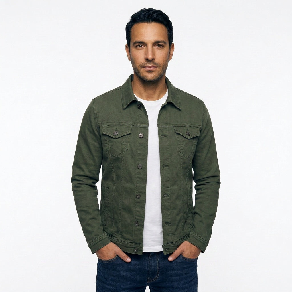 Adriano | Giacca Casual Uomo Denim Collo Classico Tasche