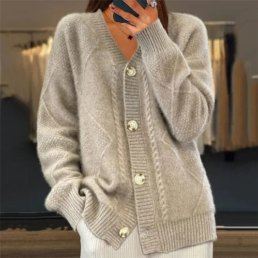 Alessia | Cardigan Donna in Cachemire Scollo V Bottoni Maglione