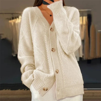 Alessia | Cardigan Donna in Cachemire Scollo V Bottoni Maglione