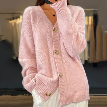 Alessia | Cardigan Donna in Cachemire Scollo V Bottoni Maglione