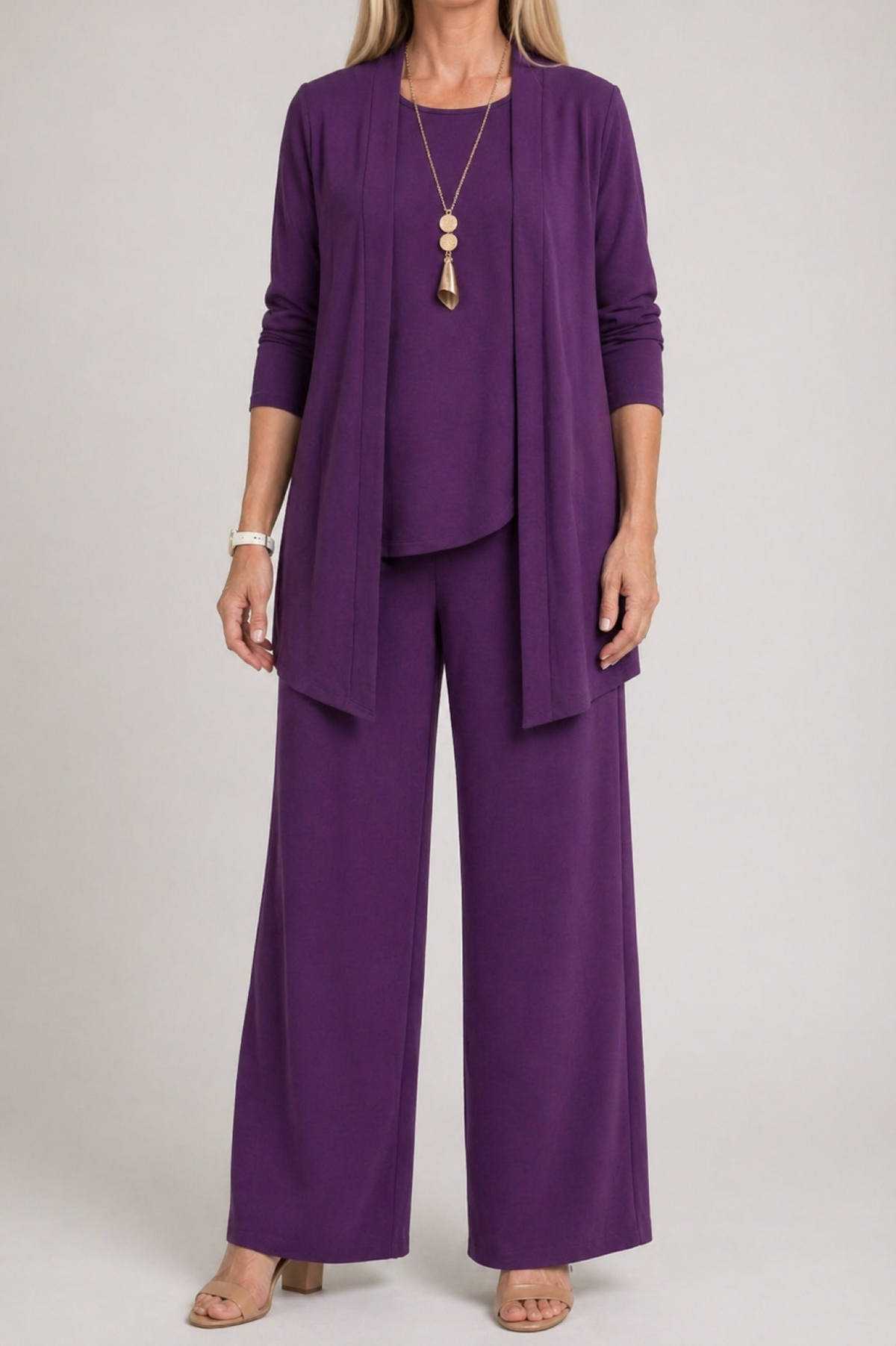 Alice | Cardigan Lungo Donna Set Tre Pezzi Maniche Lunghe