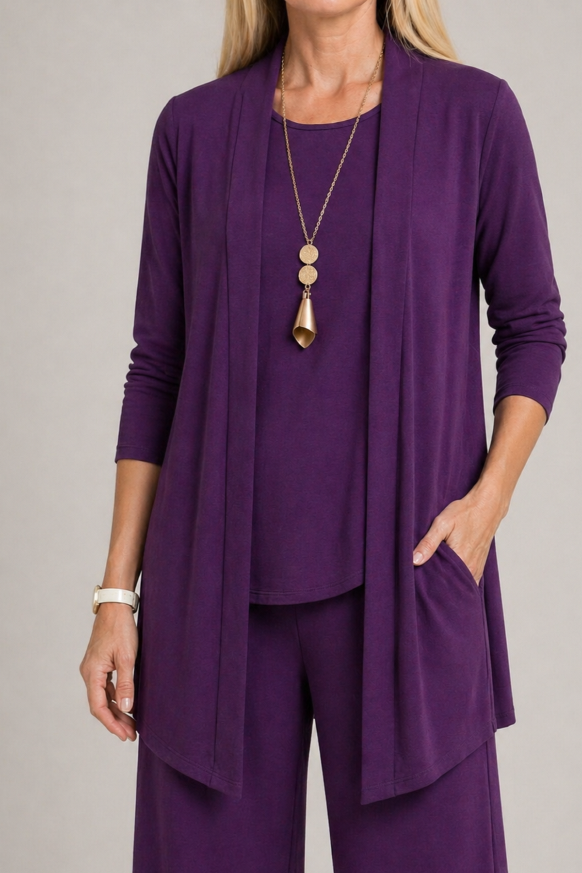 Alice | Cardigan Lungo Donna Set Tre Pezzi Maniche Lunghe