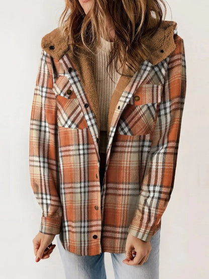 Alice | Giacca a Quadri con Cappuccio Donna Sherpa Autunnale
