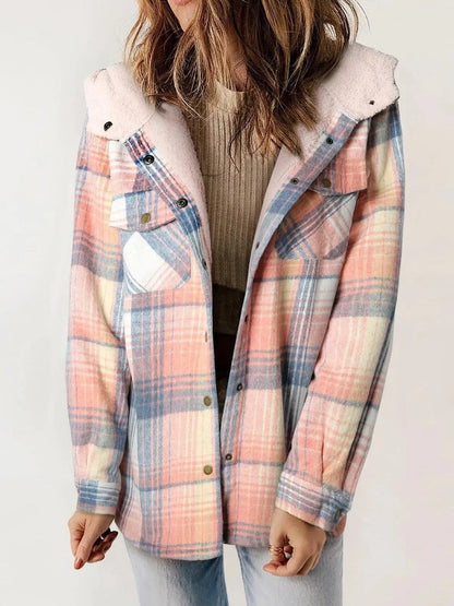 Alice | Giacca a Quadri con Cappuccio Donna Sherpa Autunnale