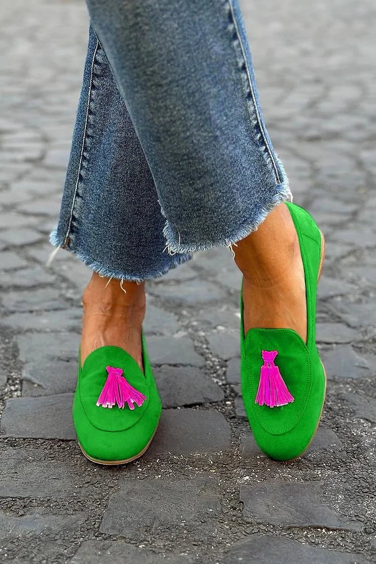 Ambra | Mocassini Invernali Donna Camoscio con Nappa Scarpe Basse