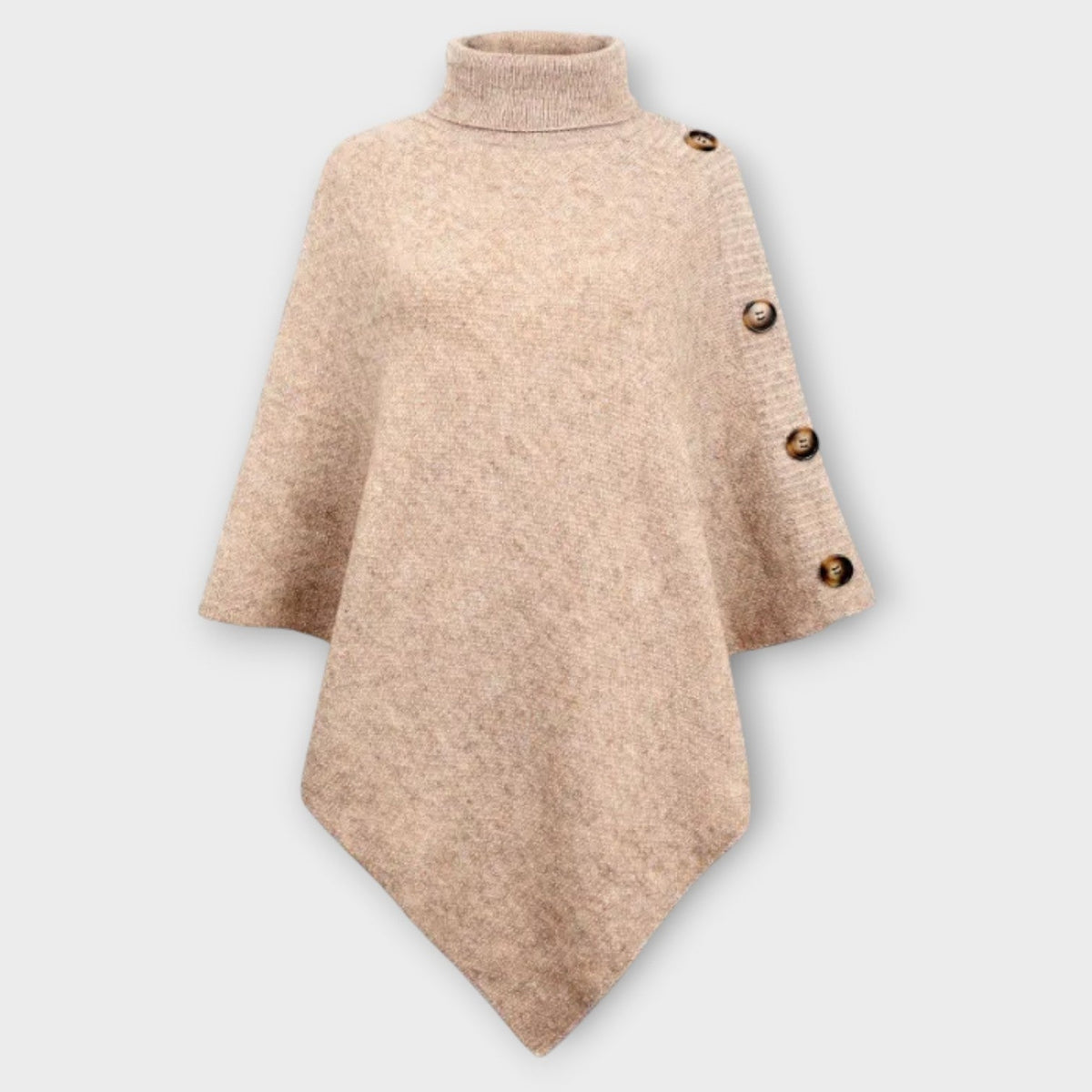 Ambra | Poncho in Maglia Donna Collo Alto Asimmetrico