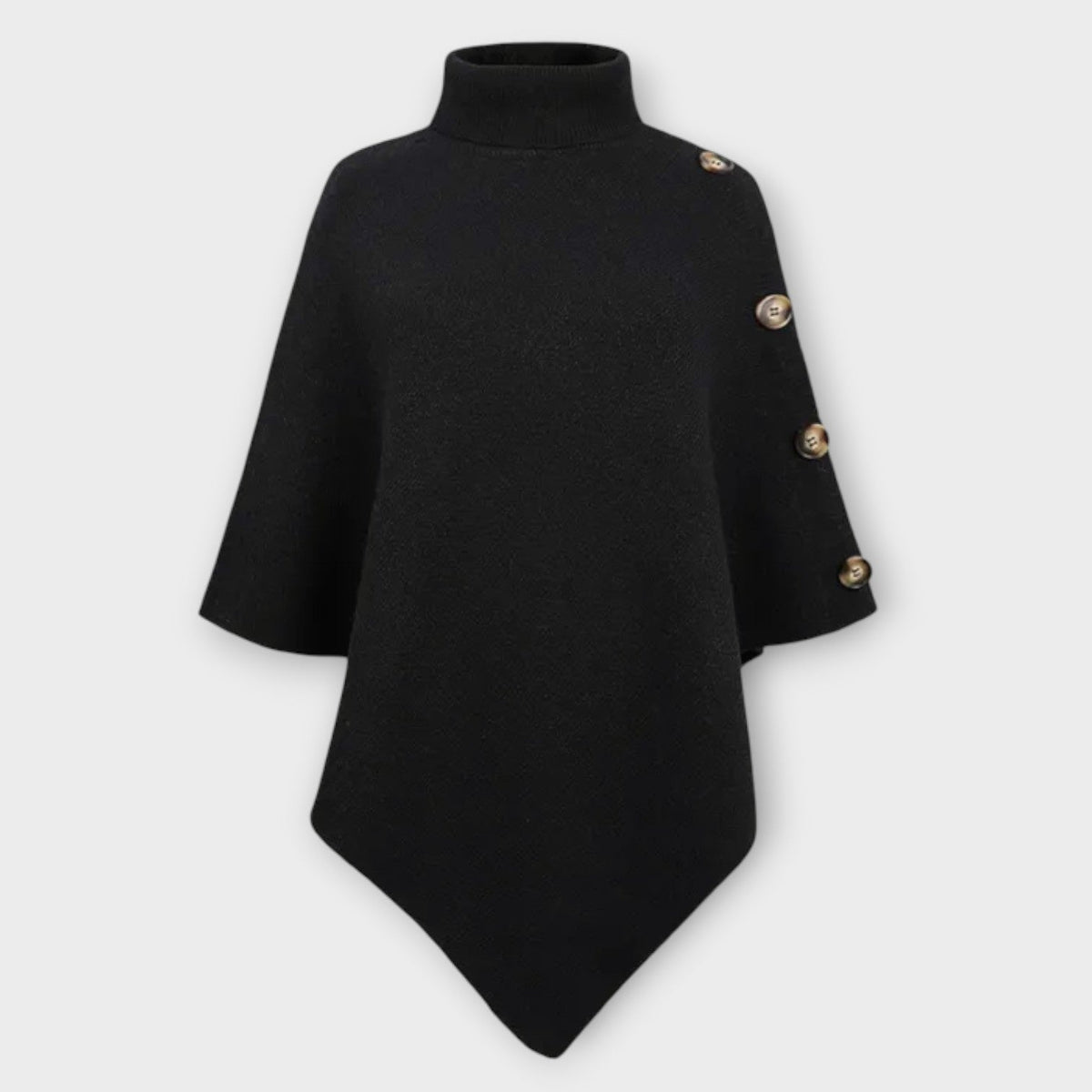 Ambra | Poncho in Maglia Donna Collo Alto Asimmetrico
