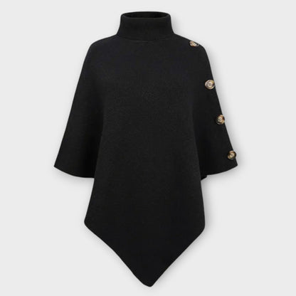 Ambra | Poncho in Maglia Donna Collo Alto Asimmetrico