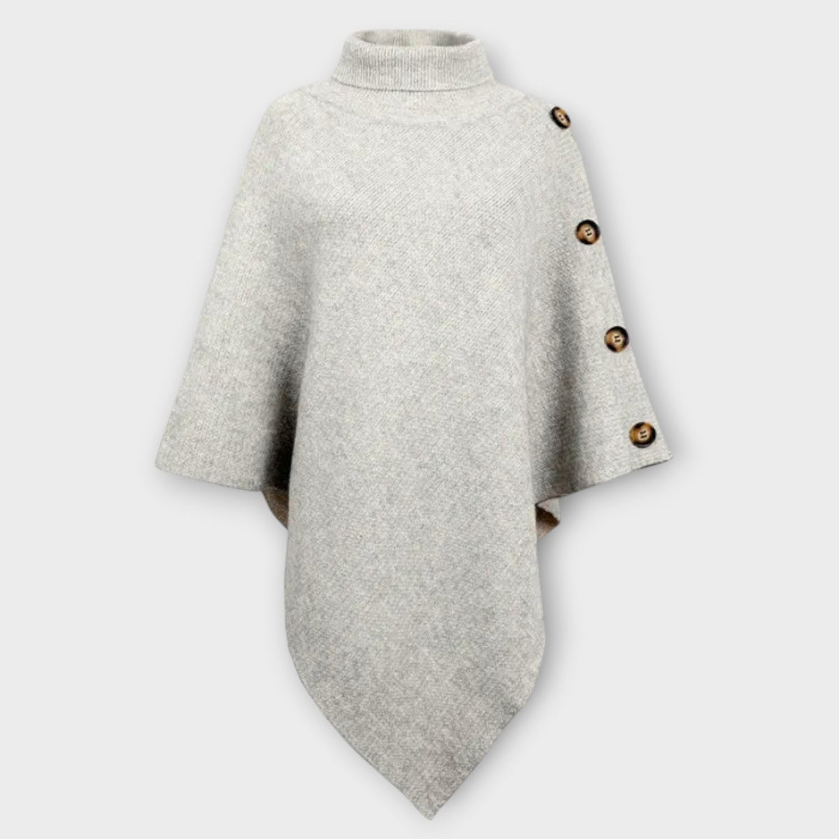 Ambra | Poncho in Maglia Donna Collo Alto Asimmetrico