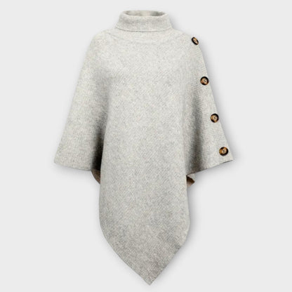 Ambra | Poncho in Maglia Donna Collo Alto Asimmetrico