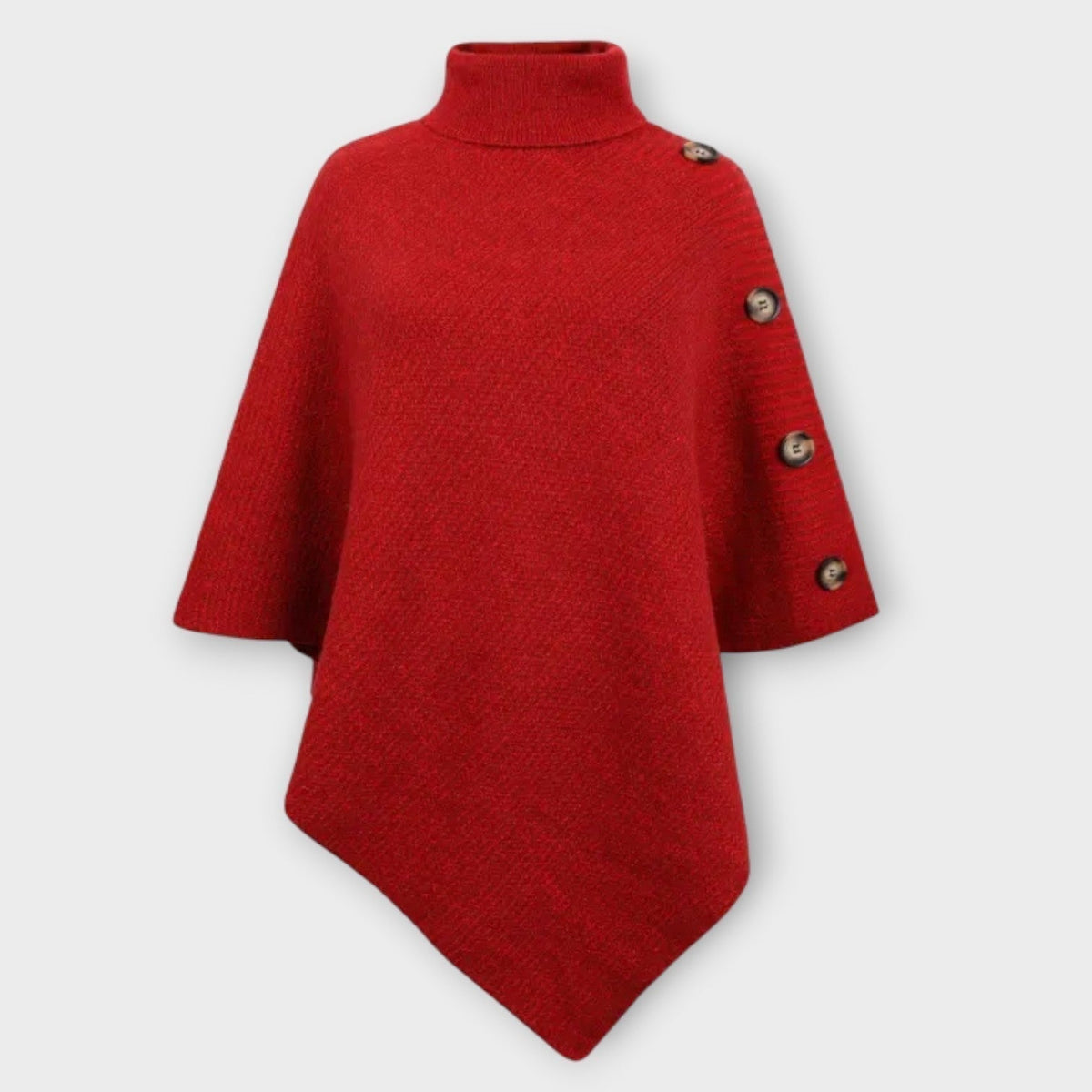 Ambra | Poncho in Maglia Donna Collo Alto Asimmetrico