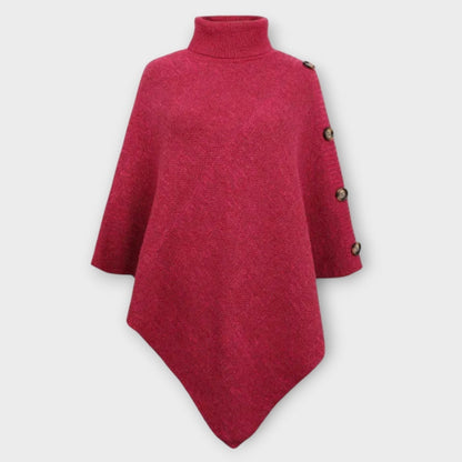 Ambra | Poncho in Maglia Donna Collo Alto Asimmetrico
