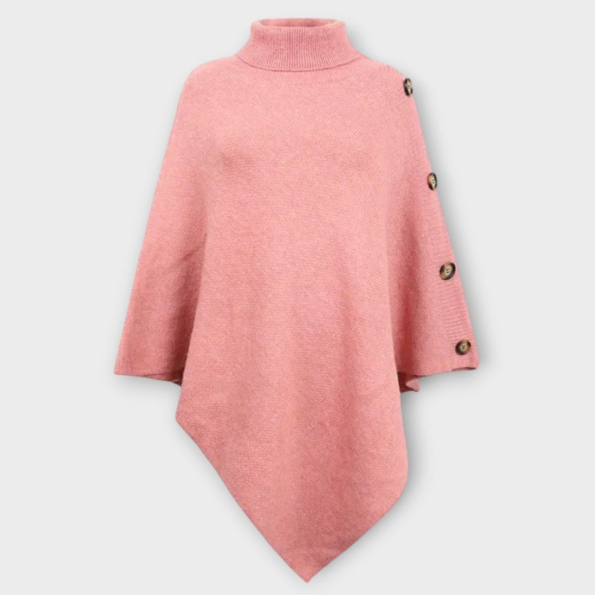 Ambra | Poncho in Maglia Donna Collo Alto Asimmetrico