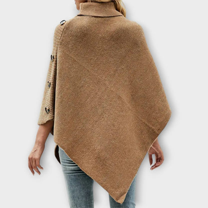 Ambra | Poncho in Maglia Donna Collo Alto Asimmetrico
