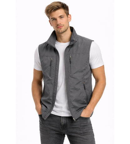 Andrea | Gilet Uomo Outdoor Multitasche con Zip Collo Alto