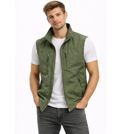 Andrea | Gilet Uomo Outdoor Multitasche con Zip Collo Alto