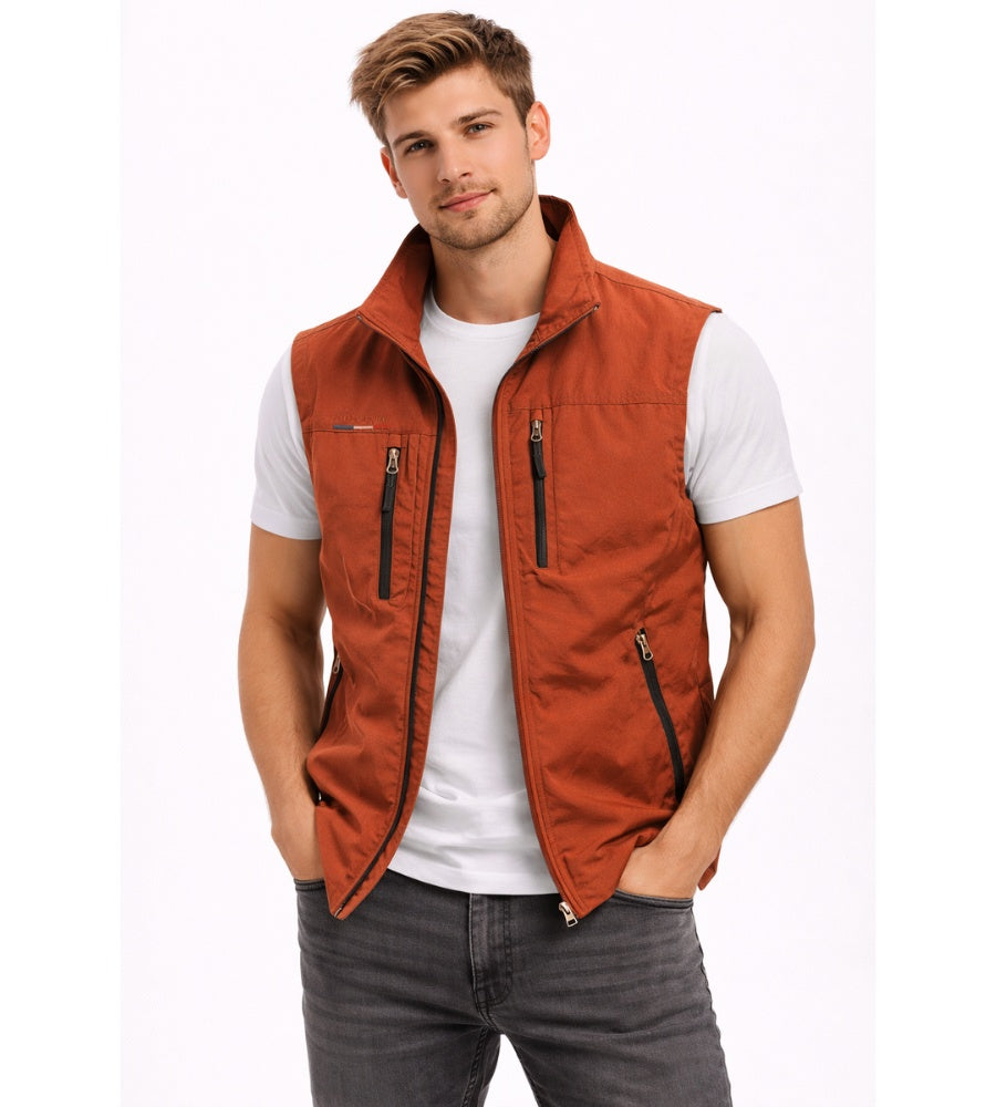 Andrea | Gilet Uomo Outdoor Multitasche con Zip Collo Alto