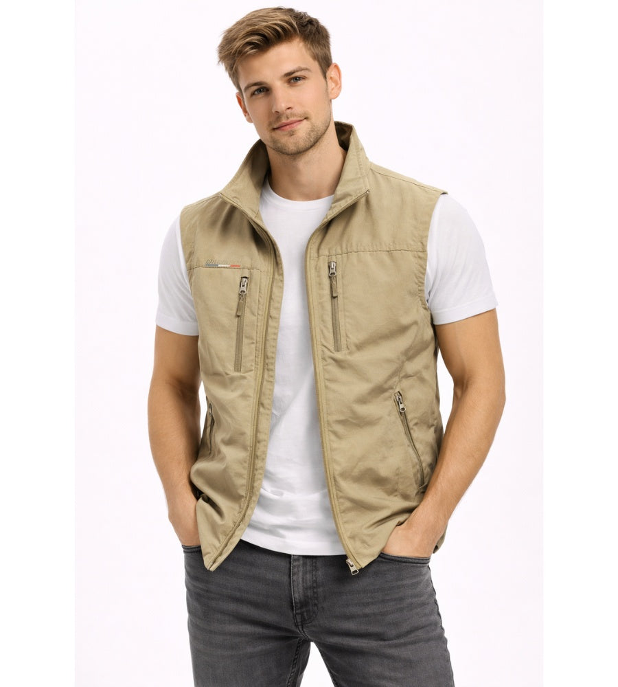 Andrea | Gilet Uomo Outdoor Multitasche con Zip Collo Alto