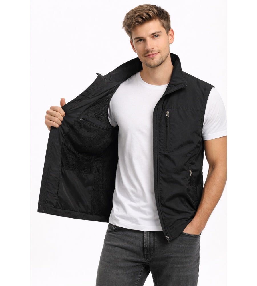 Andrea | Gilet Uomo Outdoor Multitasche con Zip Collo Alto