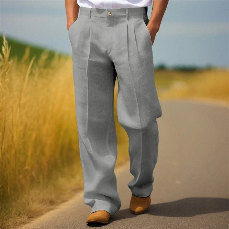 Andrea | Pantaloni Larghi con Pinces Uomo Vita Alta